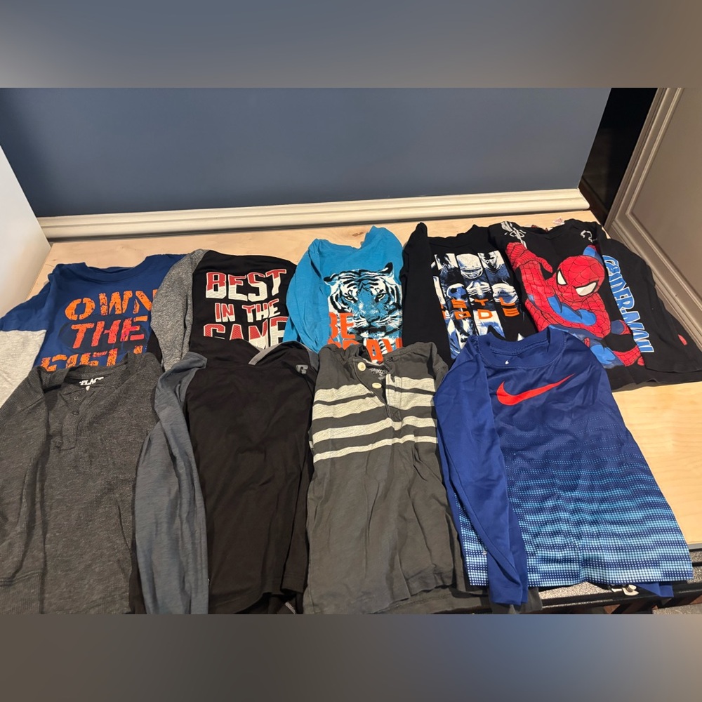 9-long sleeve Kids Shirt. 2 have hoods size 4 & 5
